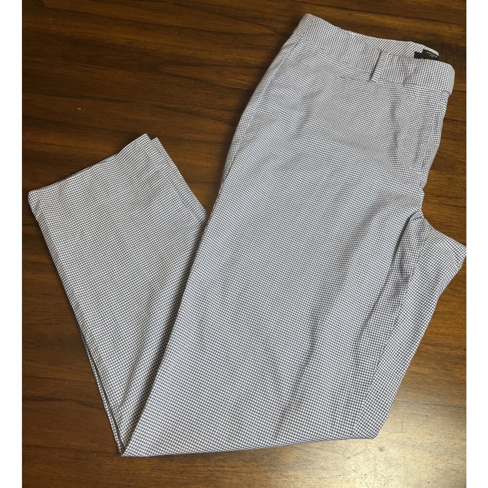 Talbots Hampshire Curvy Blue Micro Gingham Pants Wm Sz 10 Dressy Preppy Classy